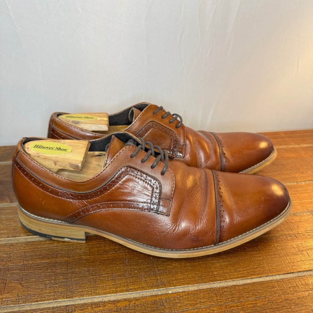 Stacy Adams Mens Brown Leather Cap Toe Oxford Dress Shoes Size 10‎ M